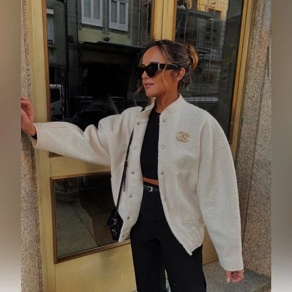 ZARA OVERSIZED TEXTURED BOMBER JACKET - Picture 4 of 16